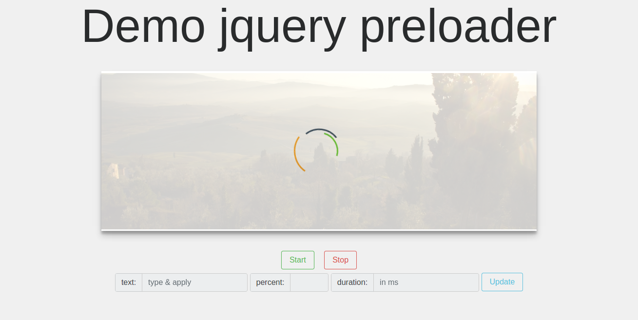 How to display loading animation on div container using jquery 