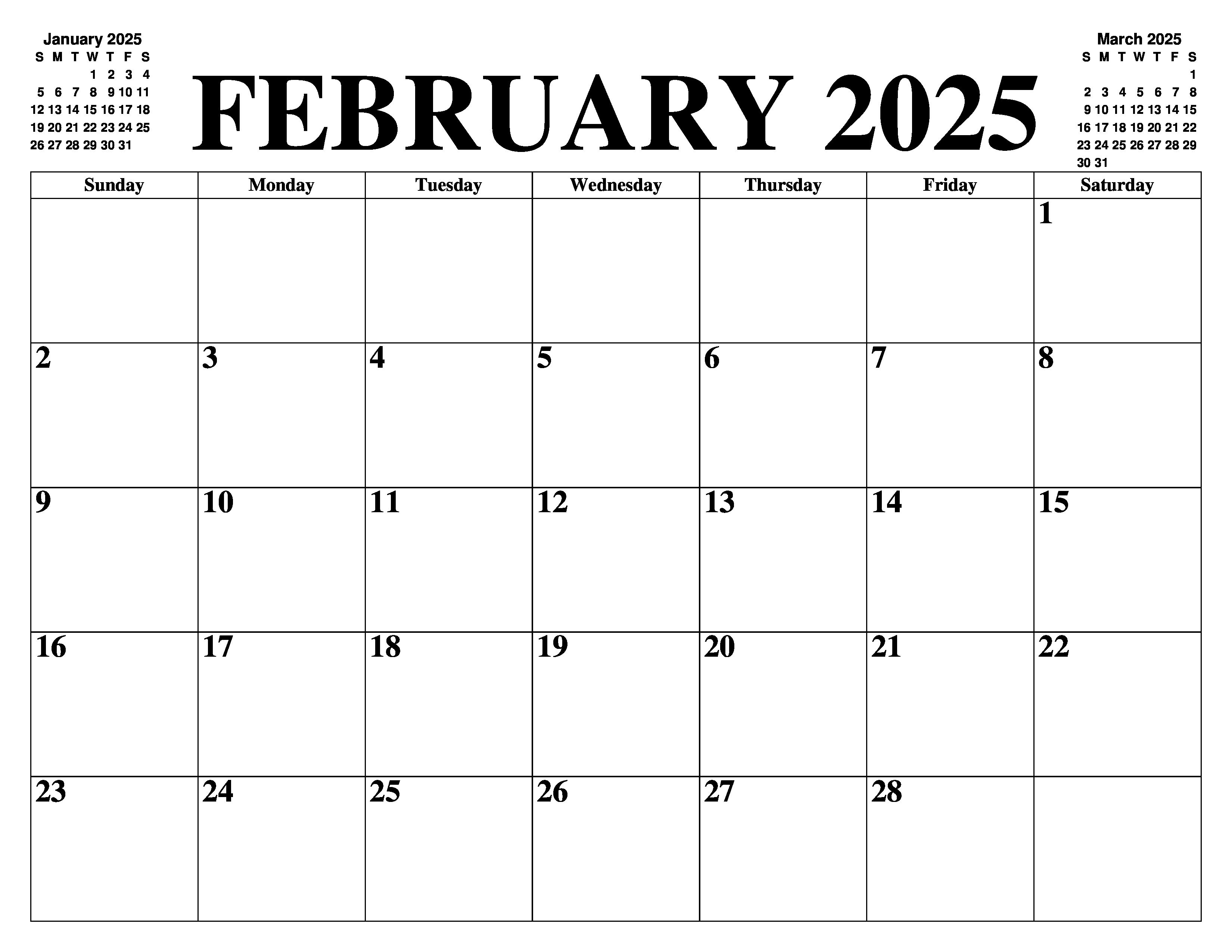 FEBRUARY 2025 CALENDAR PHOTO