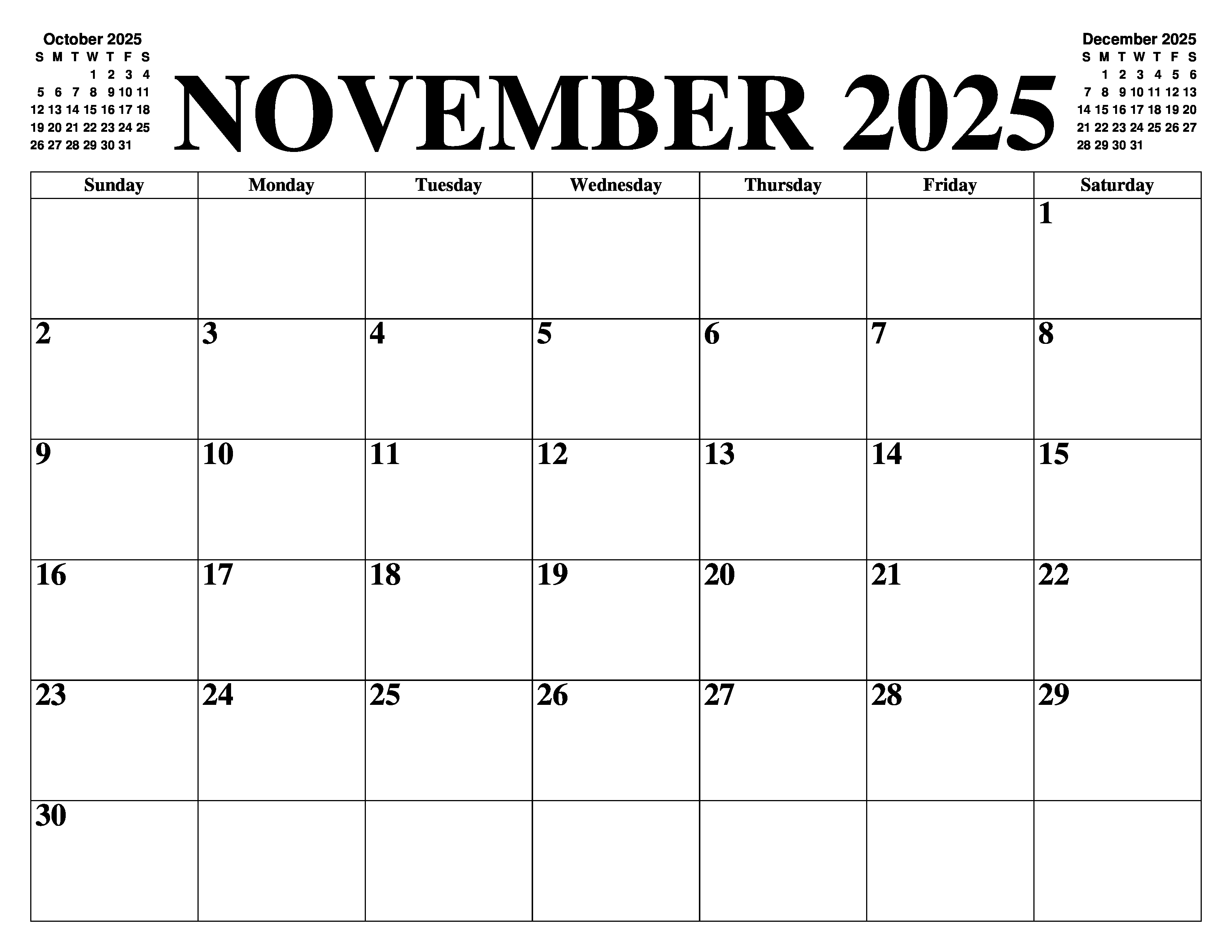 NOVEMBER 2025 CALENDAR PHOTO
